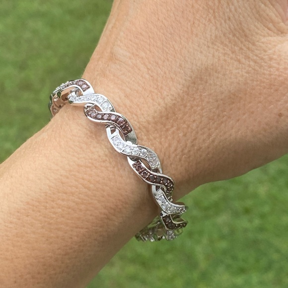 Danbury Mint Jewelry - Danbury Mint Sterling Silver bracelet w/ mocha & clear simulated diamonds